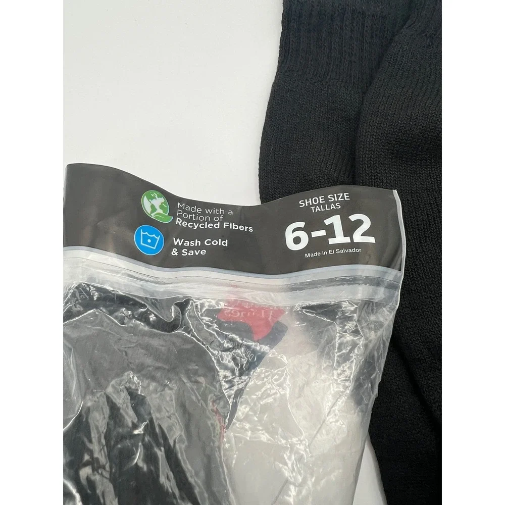 Hanes Mens Cushion Ankle Socks Black 7 Pairs Shoe Size 6-12 Double Tough FreshIQ